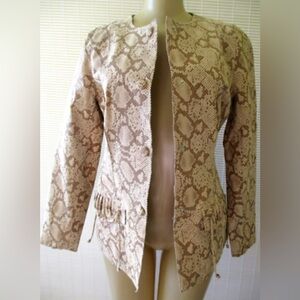 Chic Beige Snake Print Women's Blazer